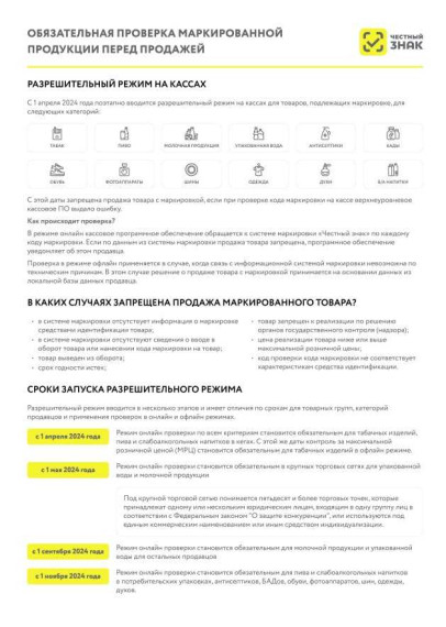 С 1 апреля 2024 года вводится разрешительный режим продаж маркированных товаров.